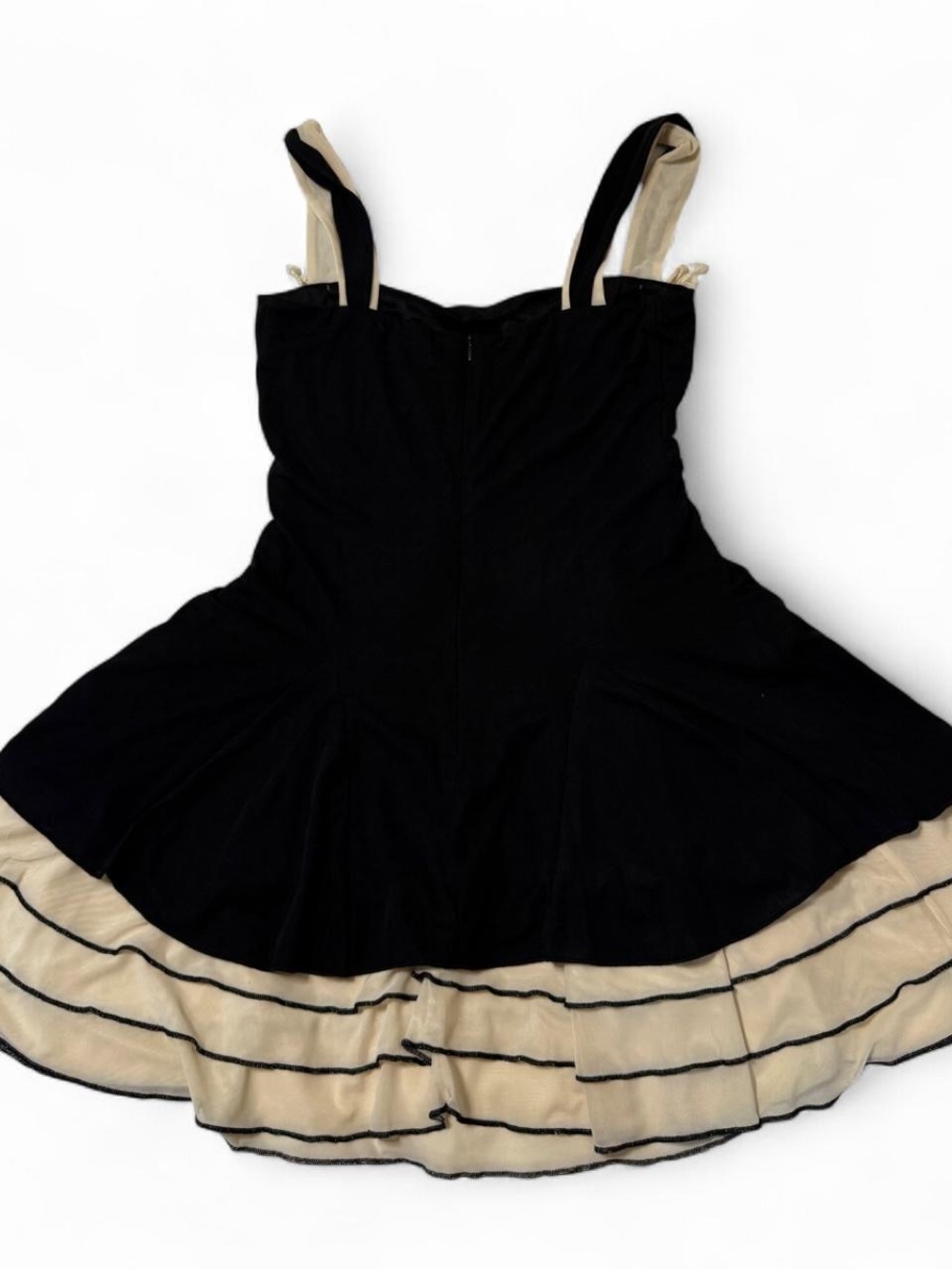 RIHOAS Black Contrast Trim Knit Skater Mini Dress Size S Bustier - Picture 7 of 16